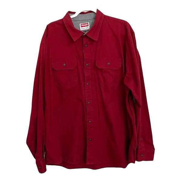 Wrangler Premium Quality Comfort Flex Red Shirt Button Up Western Ranch Size 2XL - Picture 1 of 10